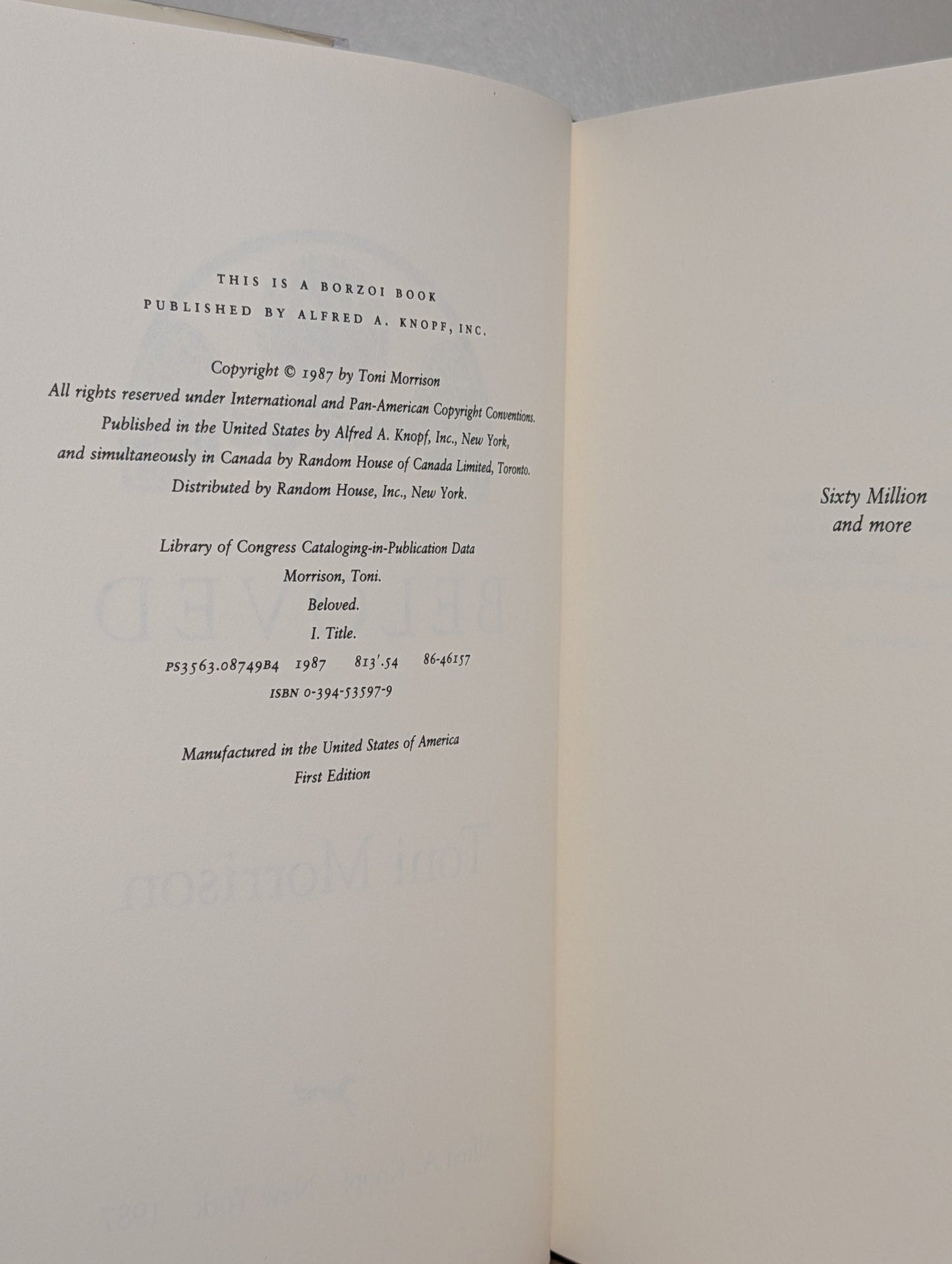Beloved by Toni Morrison (First American Edition) - Fialta Books