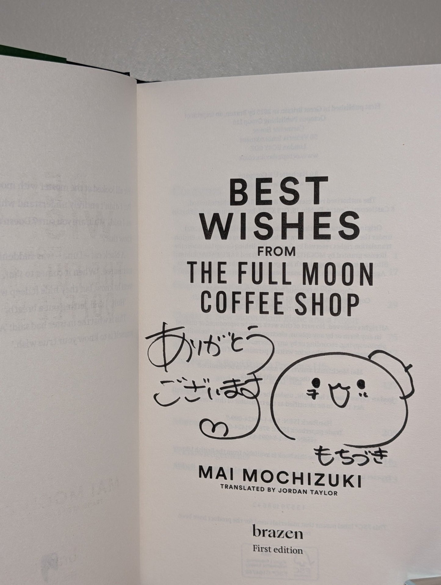 Best Wishes from the Full Moon Coffee Shop by Mai Mochizuki (Signed Doodled First Edition) - Fialta Books