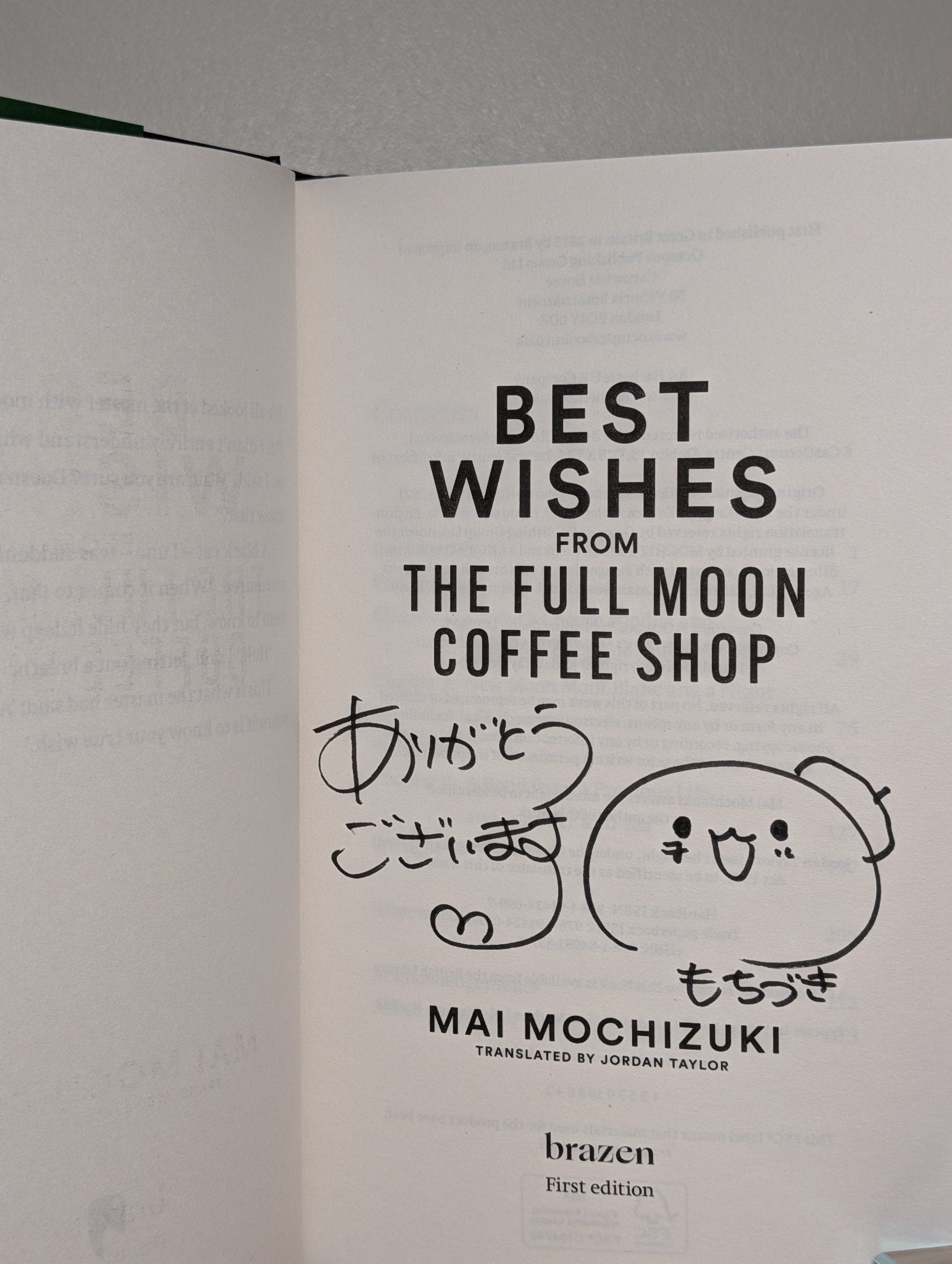 Best Wishes from the Full Moon Coffee Shop by Mai Mochizuki (Signed Doodled First Edition) - Fialta Books