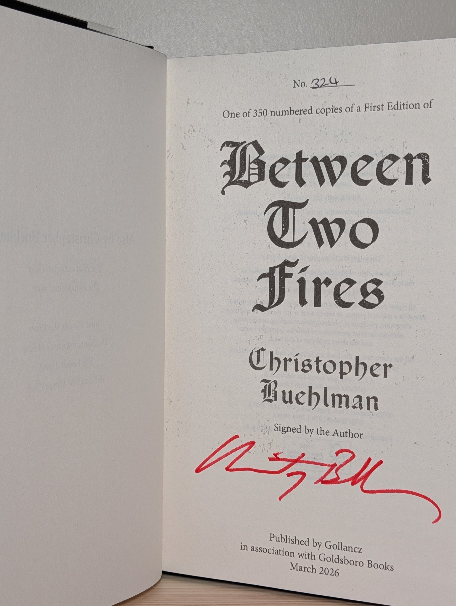 Between Two Fires by Christopher Buehlman (Signed Numbered Edition with sprayed edges) - Fialta Books