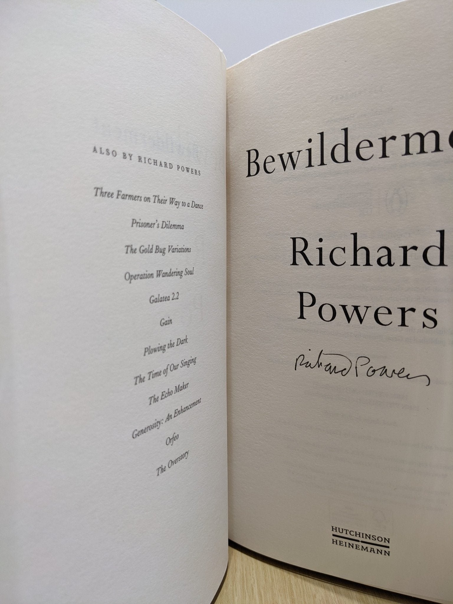 Bewilderment by Richard Powers (Signed First Edition) - Fialta Books