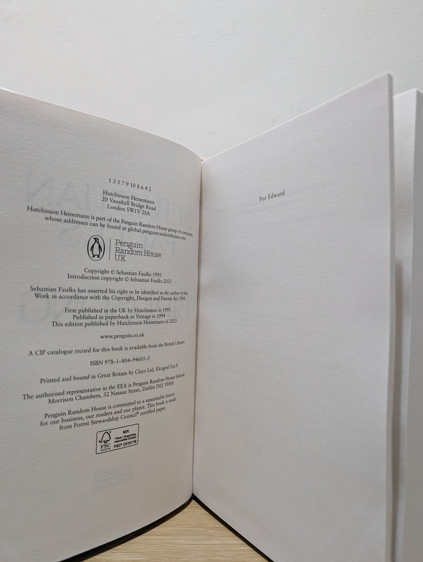 Birdsong by Sebastian Faulks (Anniversary Edition) - Fialta Books