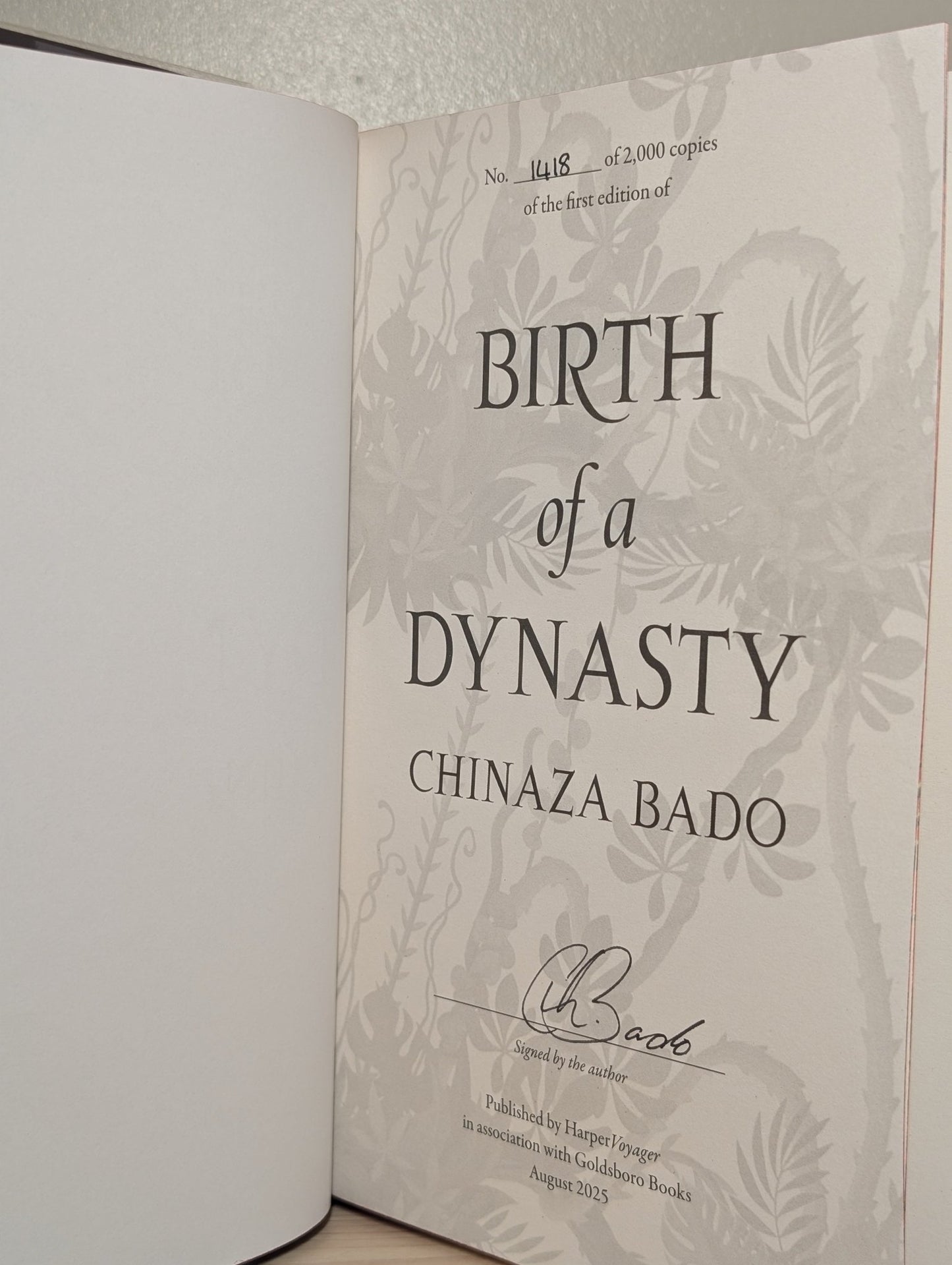 Birth of a Dynasty by Chinaza Bado (Signed Numbered First Edition with sprayed edges) - Fialta Books