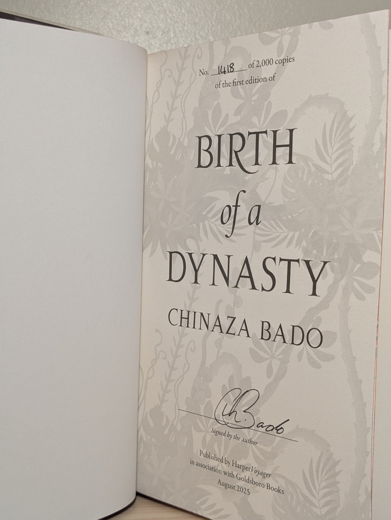 Birth of a Dynasty by Chinaza Bado (Signed Numbered First Edition with sprayed edges) - Fialta Books