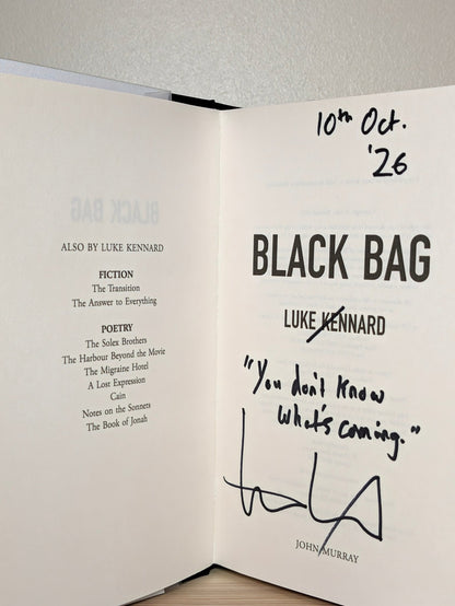 Black Bag by Luke Kennard (Signed Lined Edition) - Fialta Books