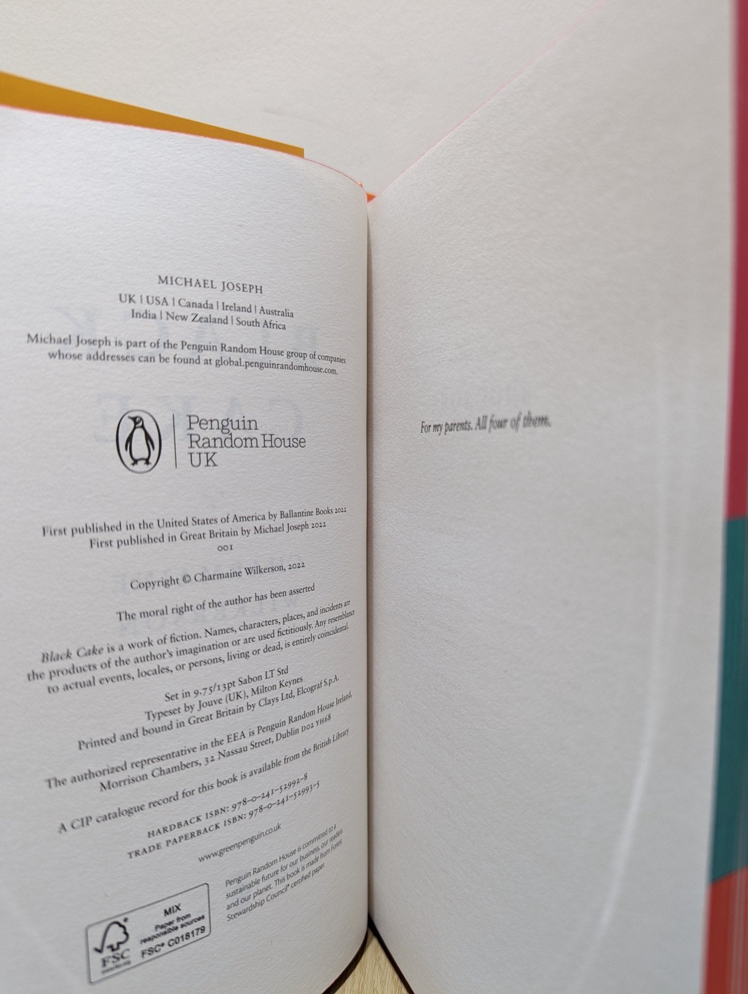 Black Cake by Charmaine Wilkerson (Signed First Edition with sprayed edge) - Fialta Books