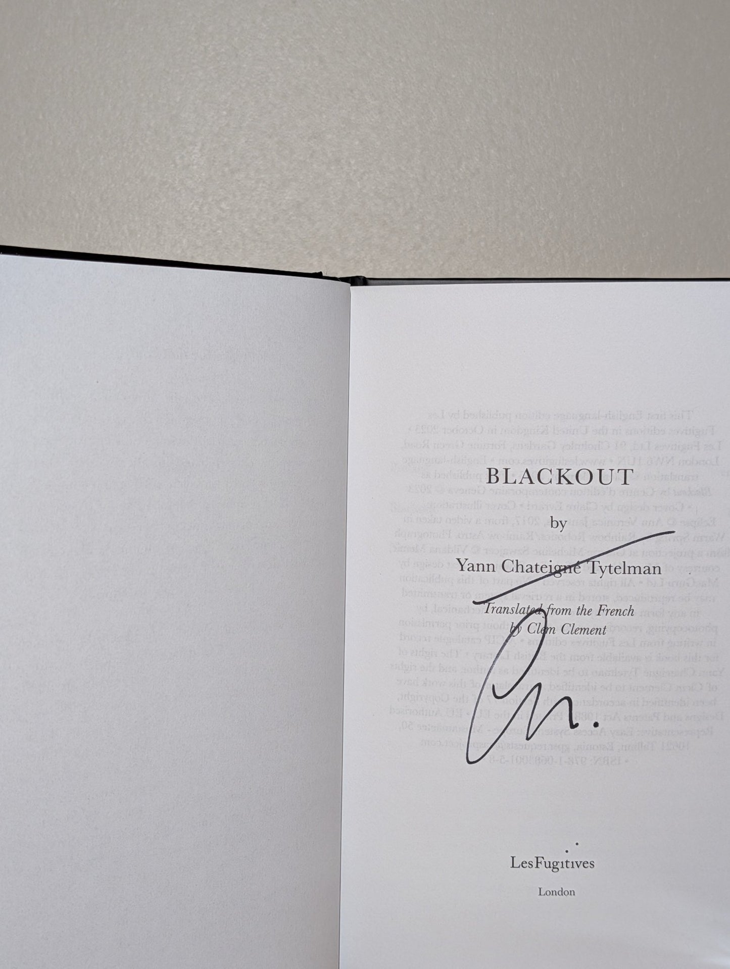 Blackout by Yann Chateigne Tytelman (Signed First Edition) - Fialta Books