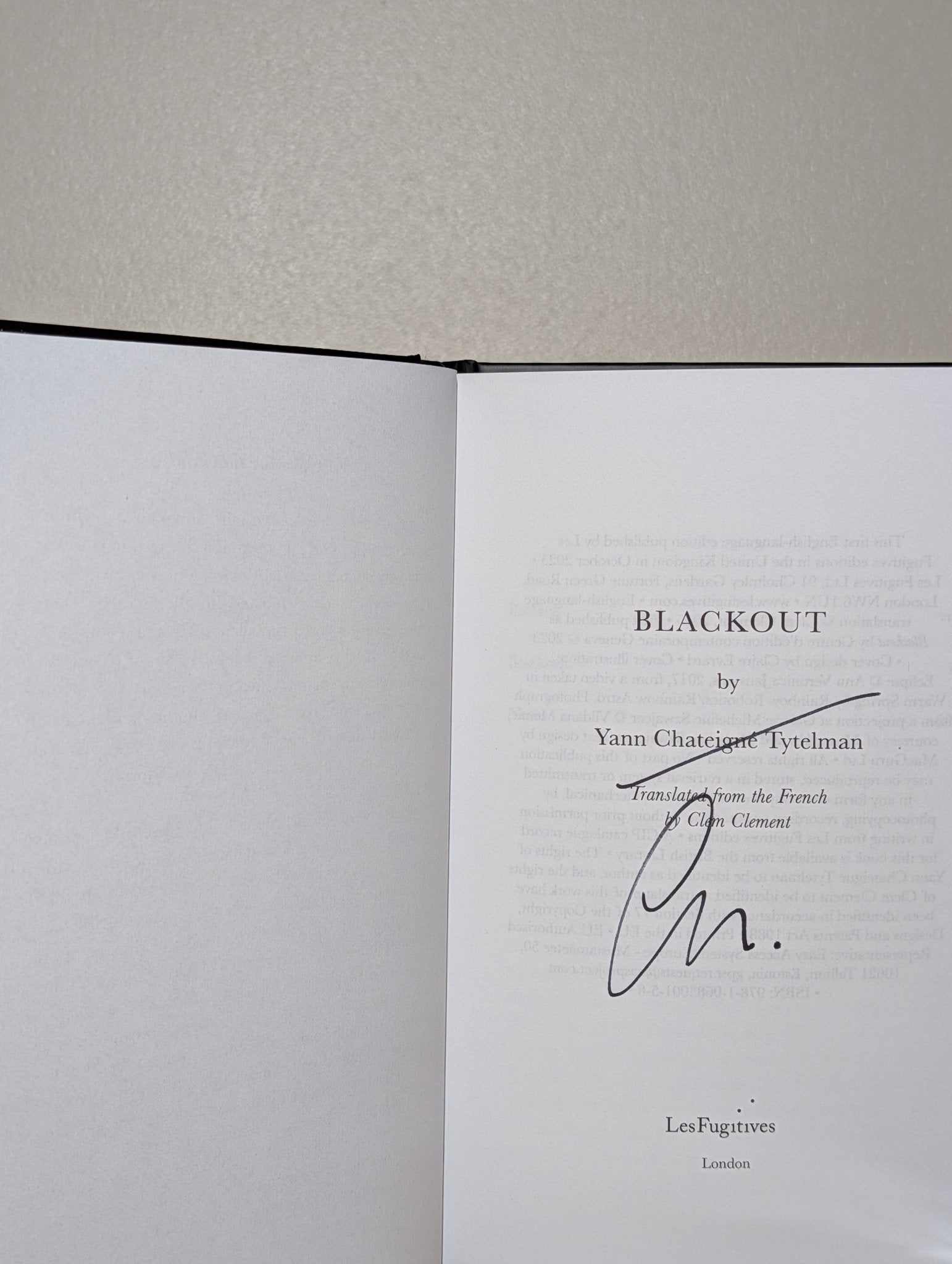 Blackout by Yann Chateigne Tytelman (Signed First Edition) - Fialta Books