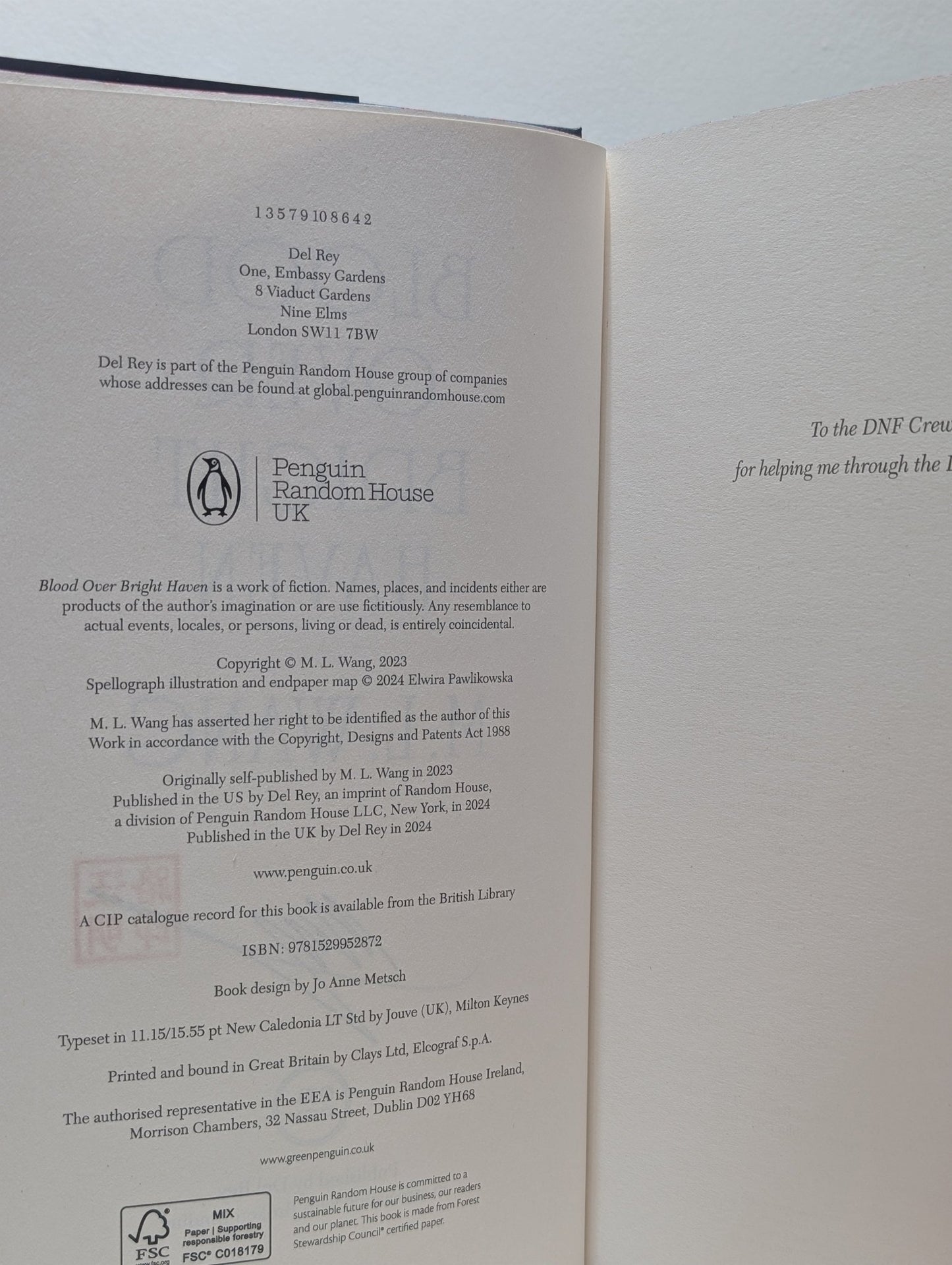 Blood Over Bright Haven by M. L. Wang (Signed First Edition with new cover and sprayed edges) - Fialta Books