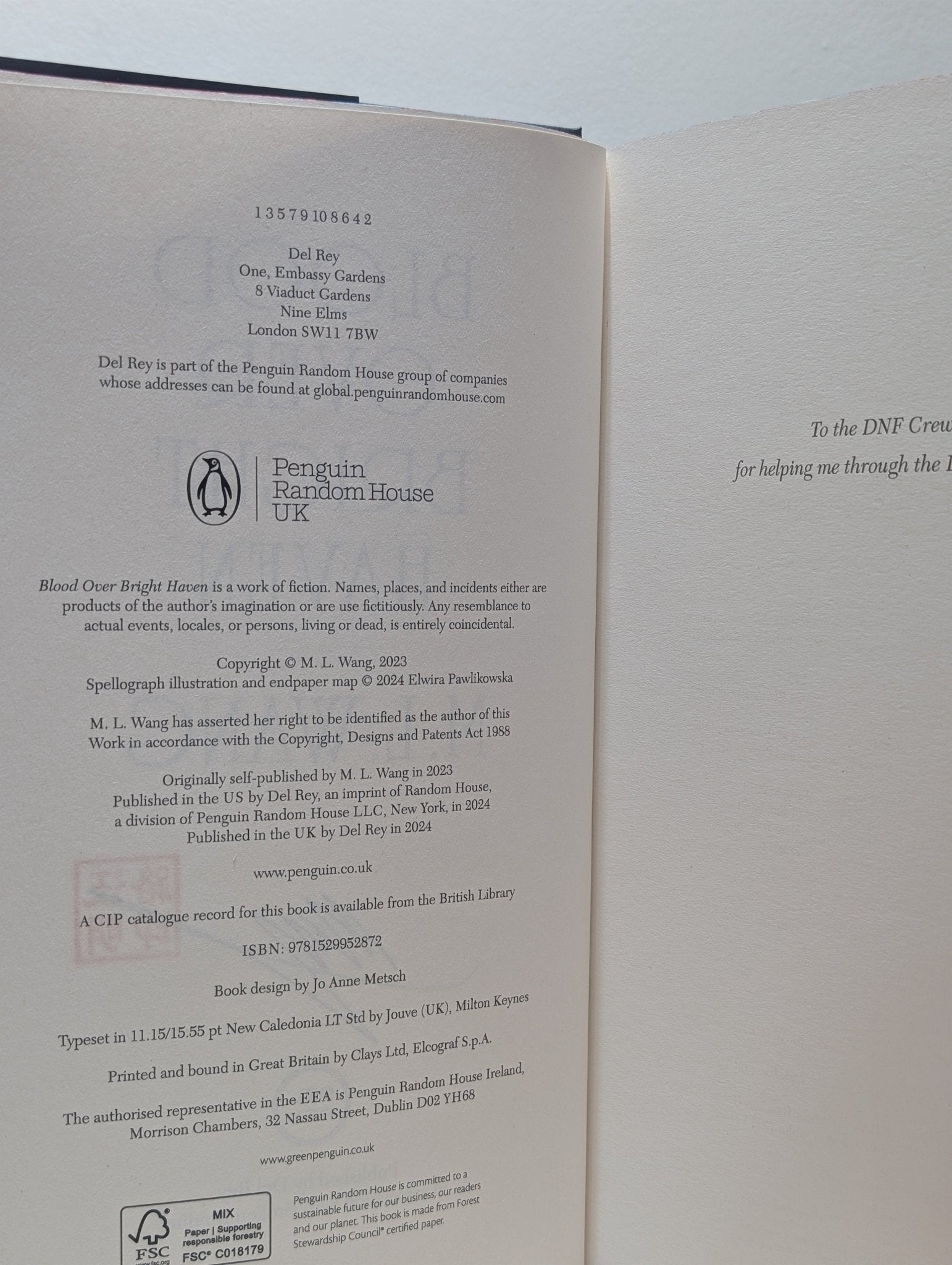 Blood Over Bright Haven by M. L. Wang (Signed First Edition with new cover and sprayed edges) - Fialta Books