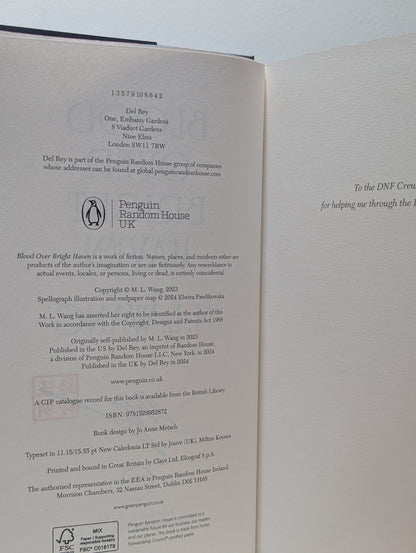 Blood Over Bright Haven by M. L. Wang (Signed First Edition with new cover and sprayed edges) - Fialta Books