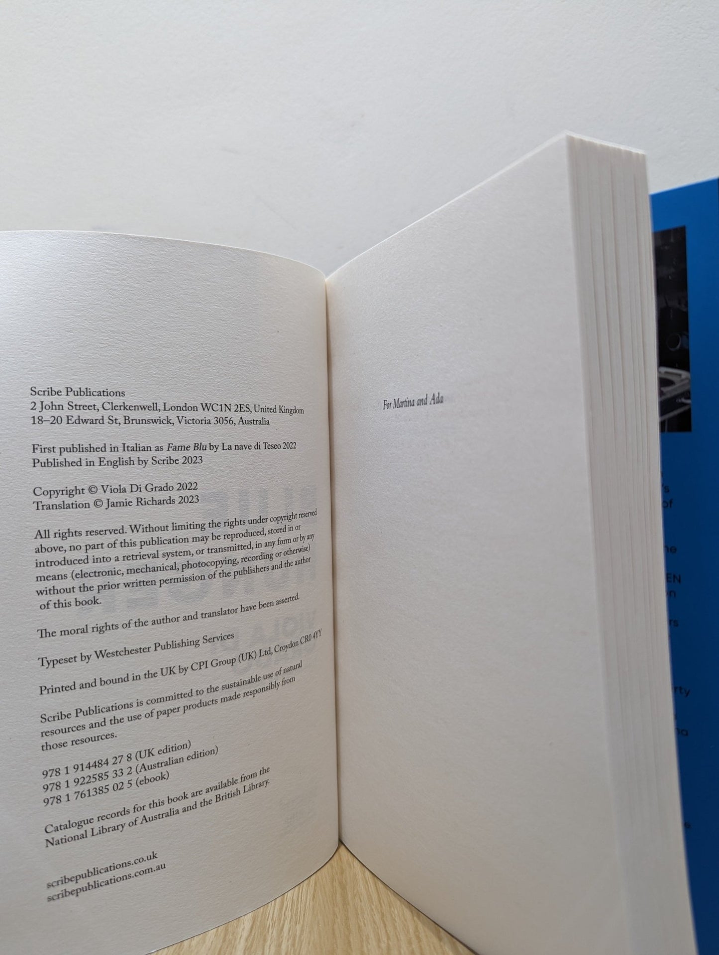 Blue Hunger by Viola Di Grado (Signed First Edition) - Fialta Books