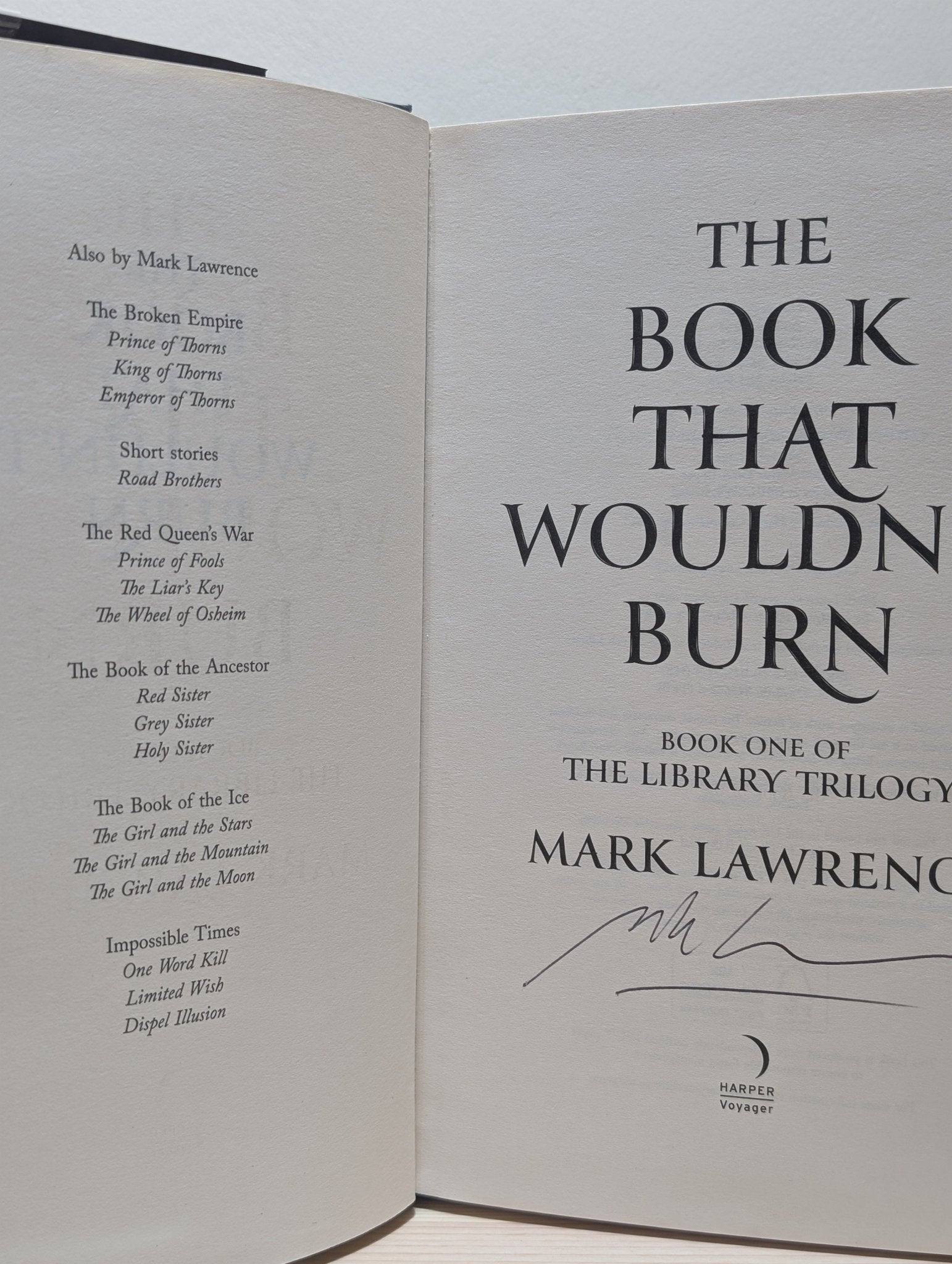 Book That Wouldn't Burn; Book That Broke the World; Book that Held Her Heart by Mark Lawrence (Signed) - Fialta Books