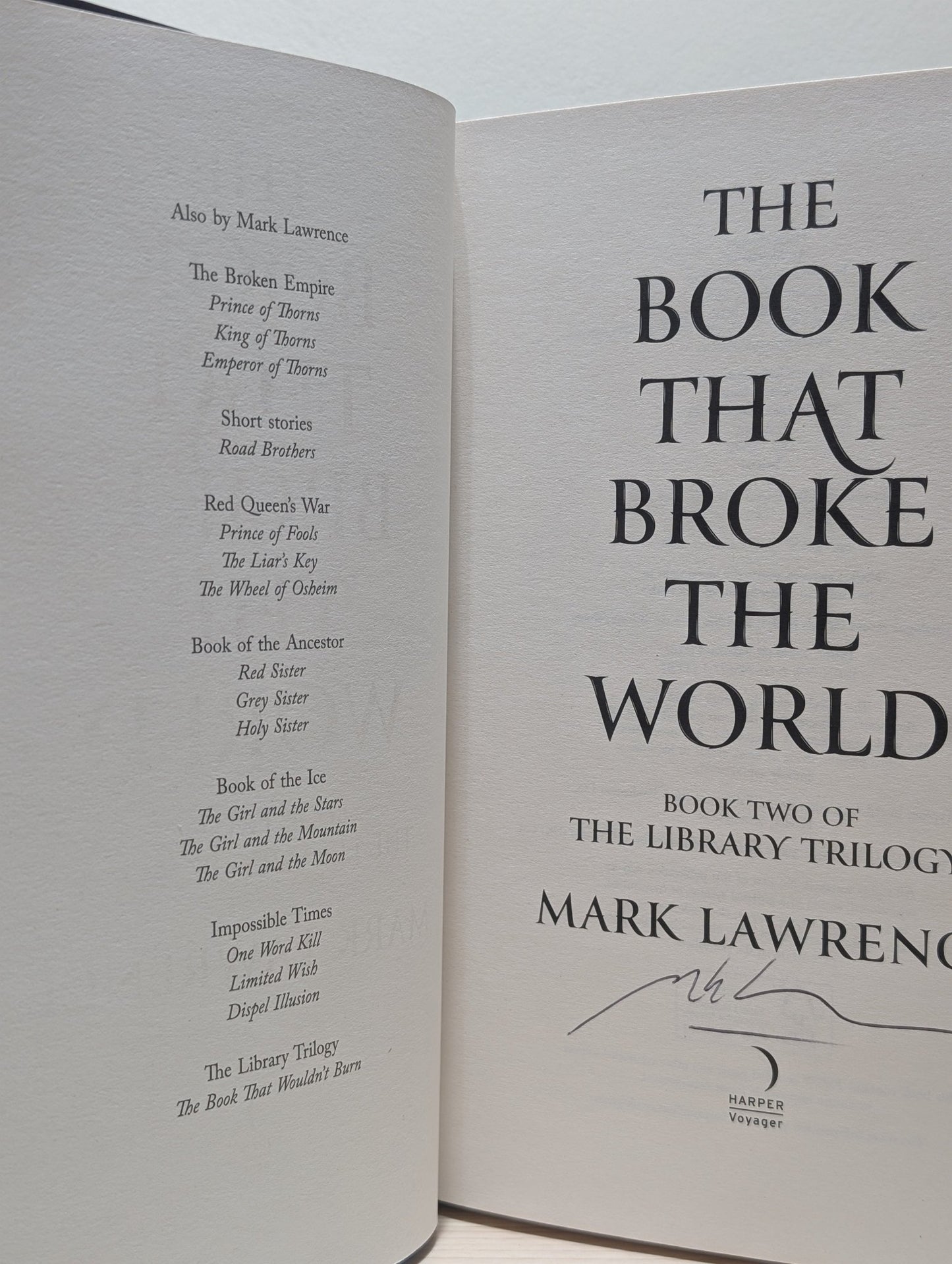Book That Wouldn't Burn; Book That Broke the World; Book that Held Her Heart by Mark Lawrence (Signed) - Fialta Books