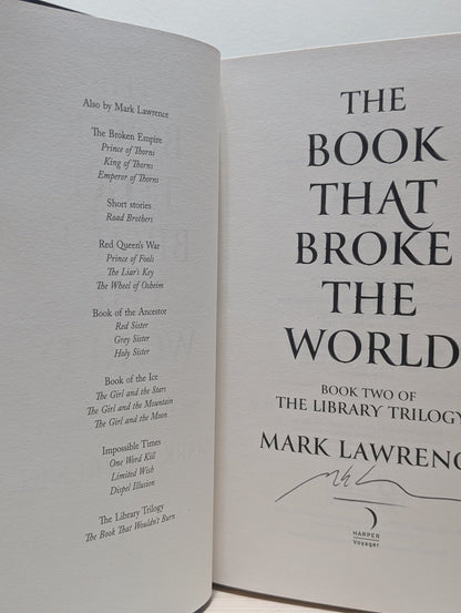 Book That Wouldn't Burn; Book That Broke the World; Book that Held Her Heart by Mark Lawrence (Signed) - Fialta Books