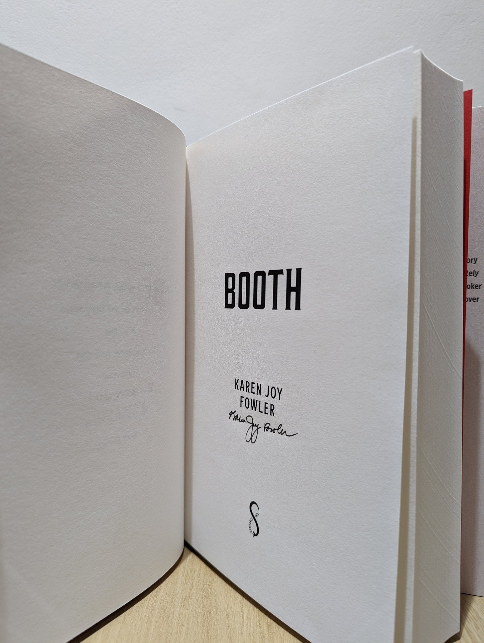 Booth by Karen Joy Fowler (Signed First Edition with extra essay) - Fialta Books