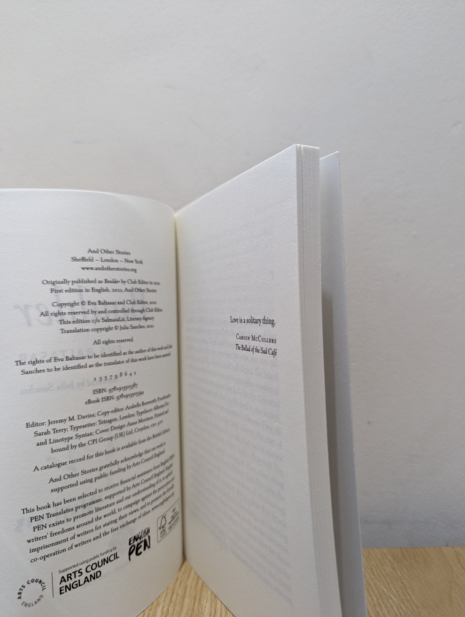 Boulder by Eva Baltasar (Signed by Translator) - Fialta Books