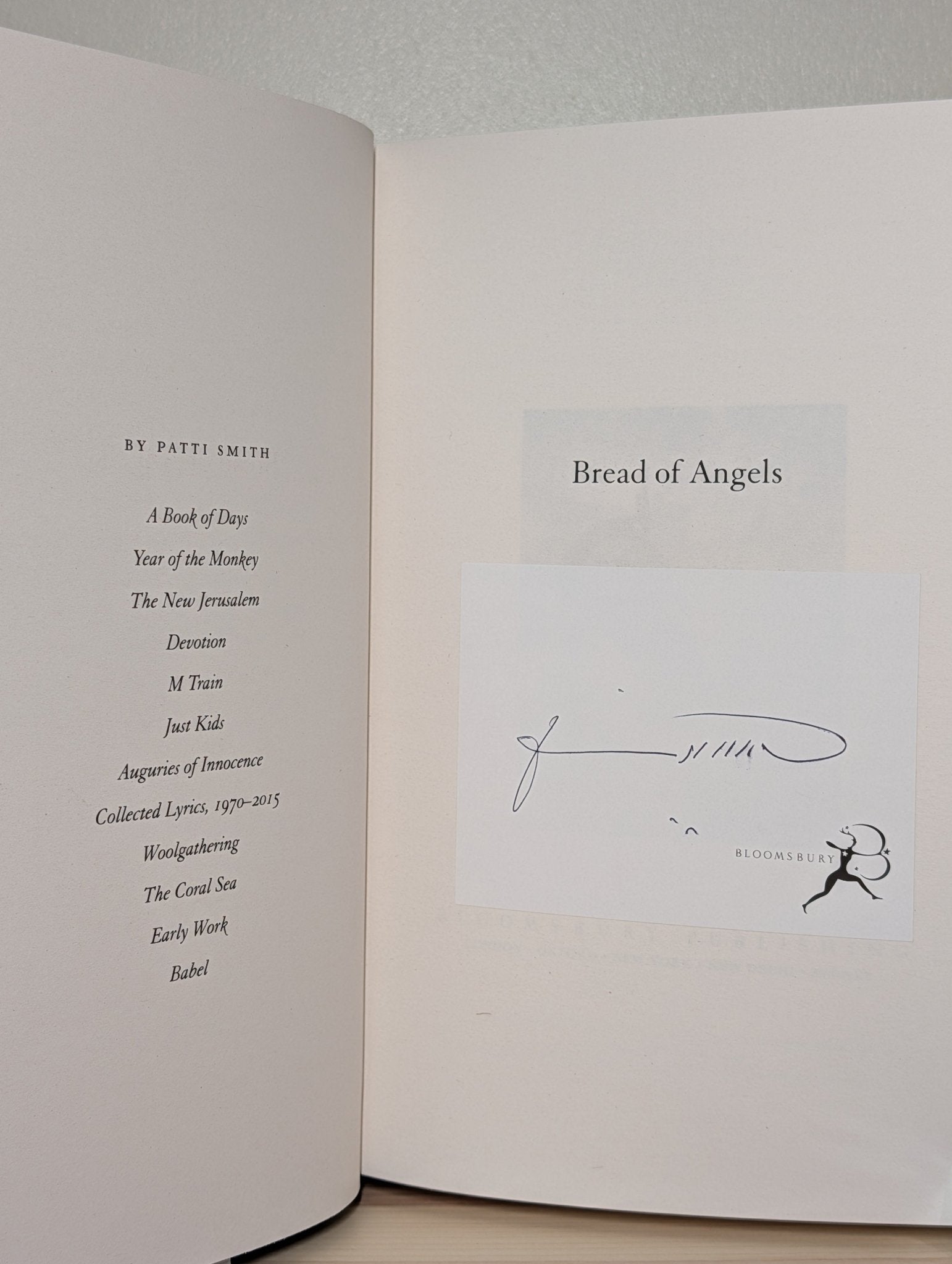 Bread of Angels by Patti Smith (Signed First Edition) - Fialta Books