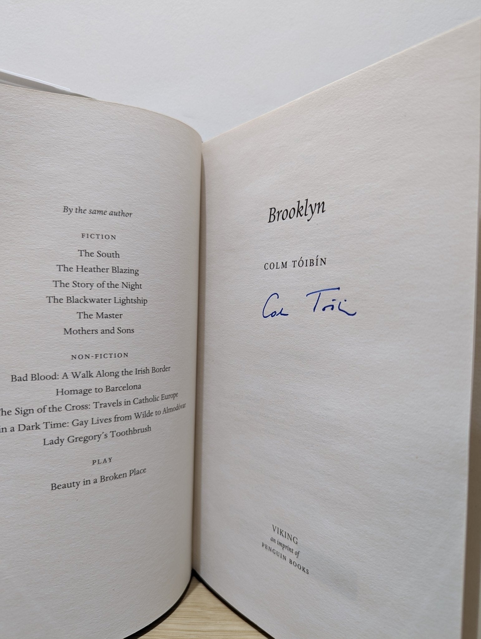 Brooklyn by Colm Toibin (Signed First Edition) - Fialta Books
