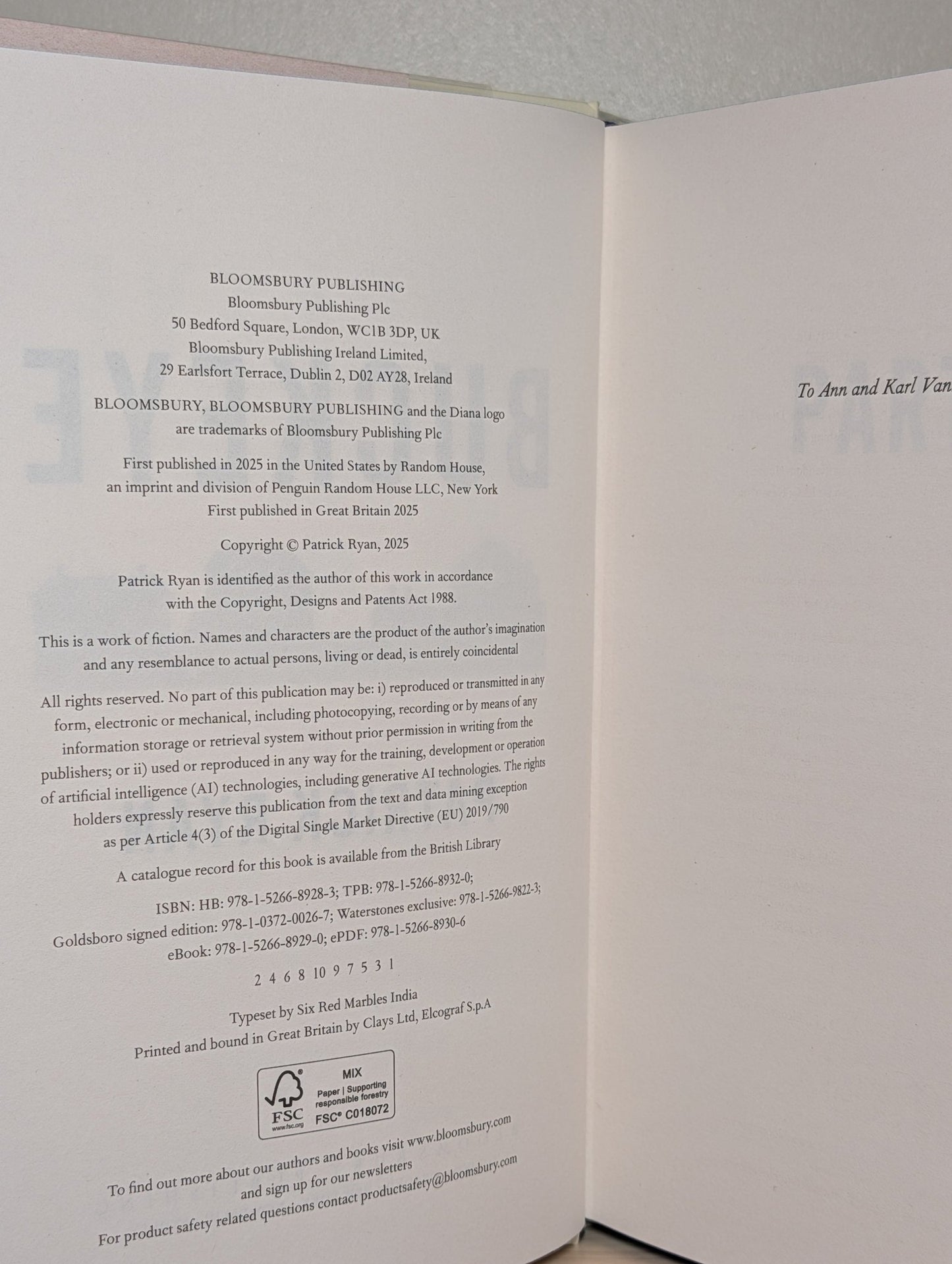 Buckeye by Patrick Ryan (Signed Numbered First Edition with sprayed edges) - Fialta Books