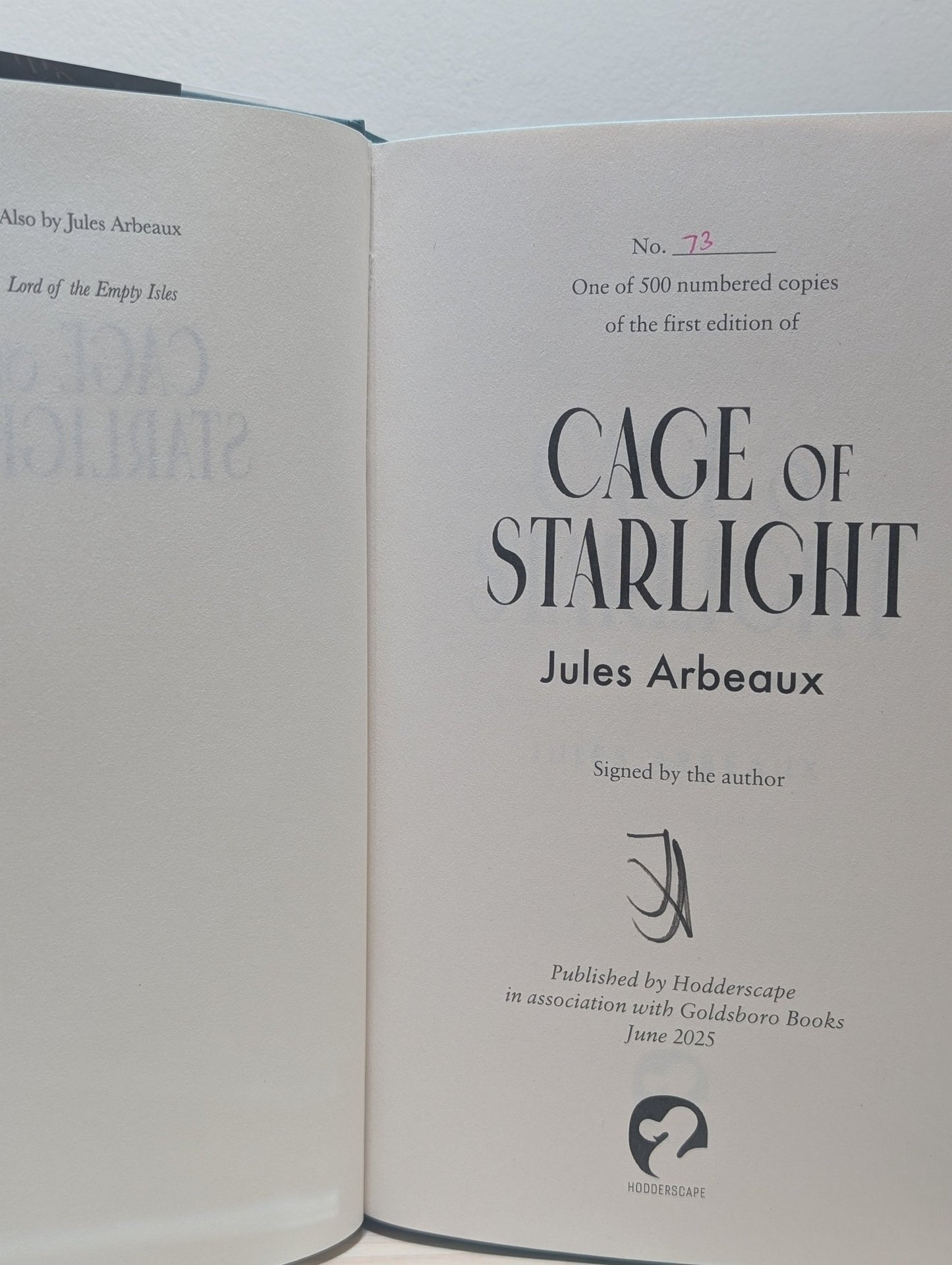 Cage of Starlight by Jules Arbeaux (Signed First Edition with sprayed edges) - Fialta Books