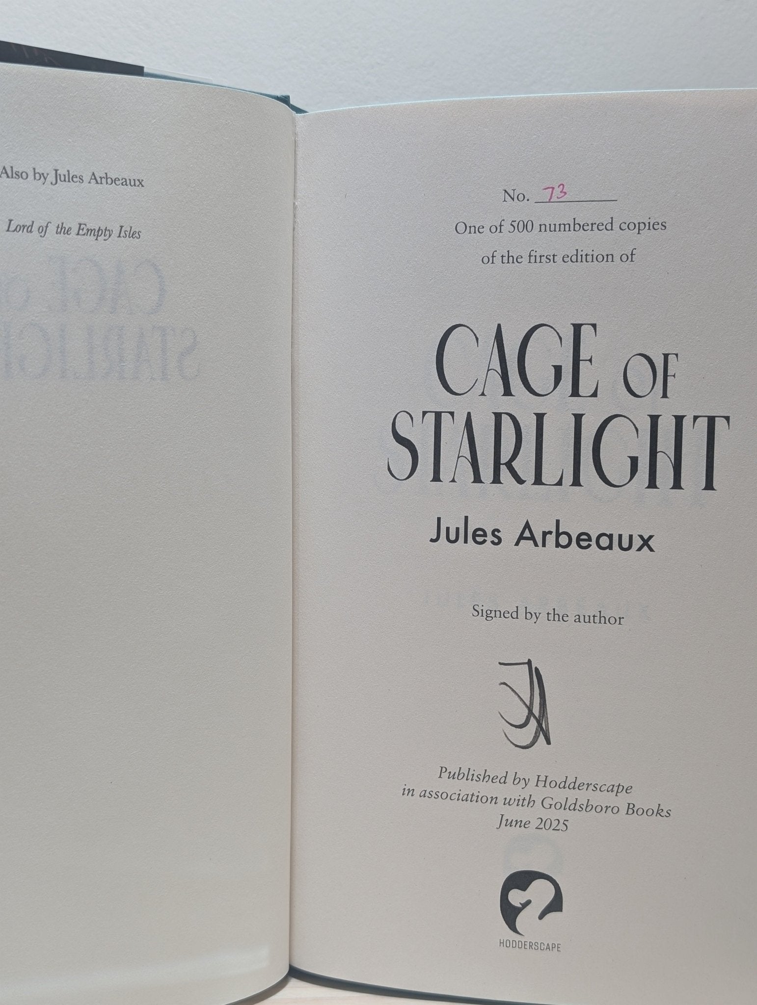 Cage of Starlight by Jules Arbeaux (Signed First Edition with sprayed edges) - Fialta Books