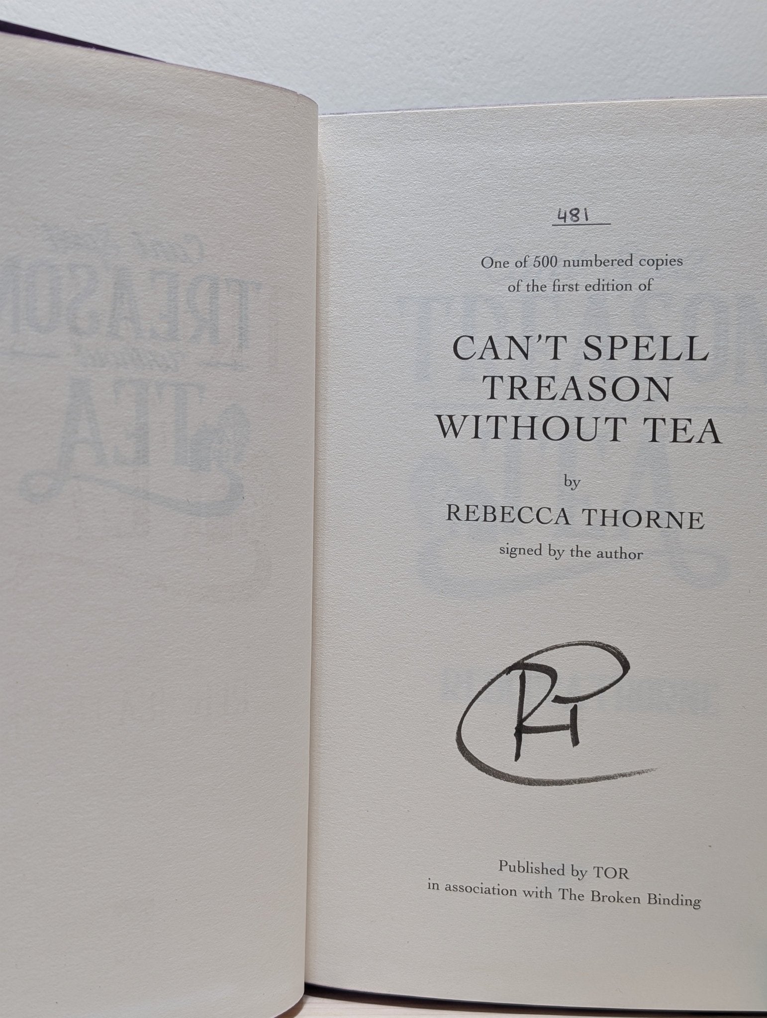Can't Spell Treason Without Tea by Rebecca Thorne (Signed Numbered with sprayed edges) - Fialta Books