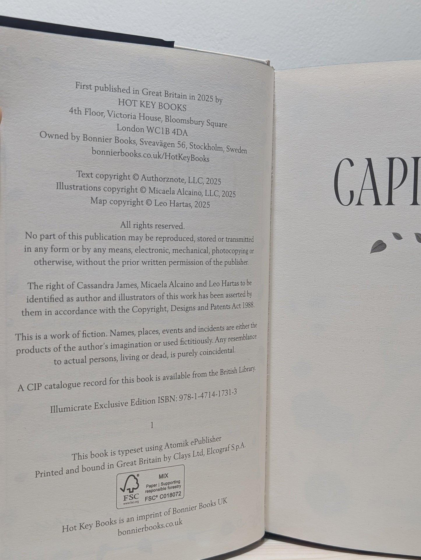 Capitana by Cassandra James (Signed First Edition with sprayed edges) - Fialta Books