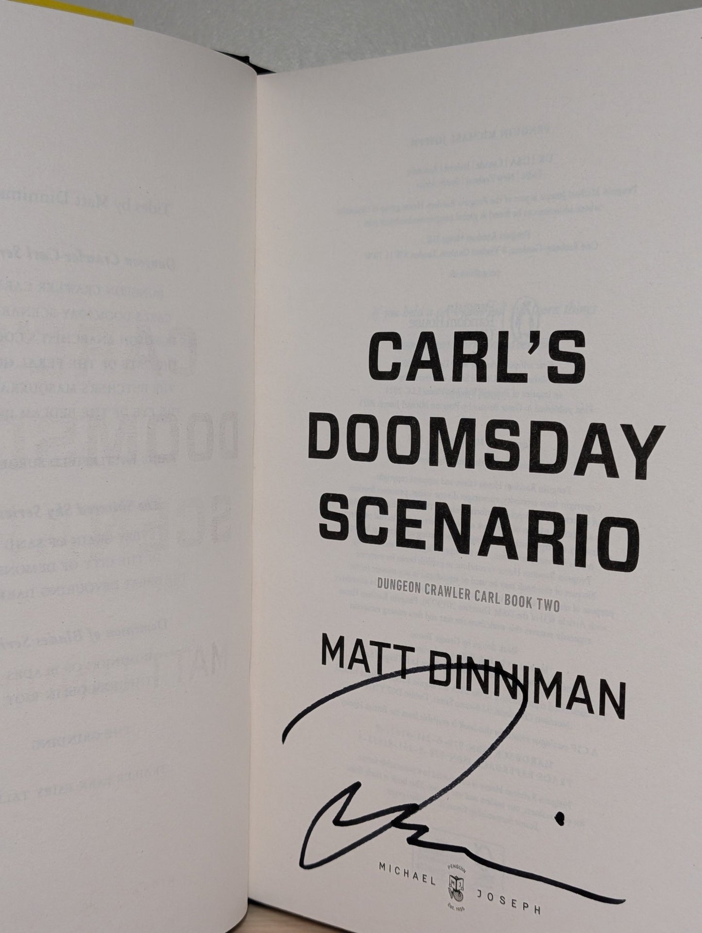 Carl's Doomsday Scenario: Dungeon Crawler Carl Book 2 by Matt Dinniman (Signed) - Fialta Books