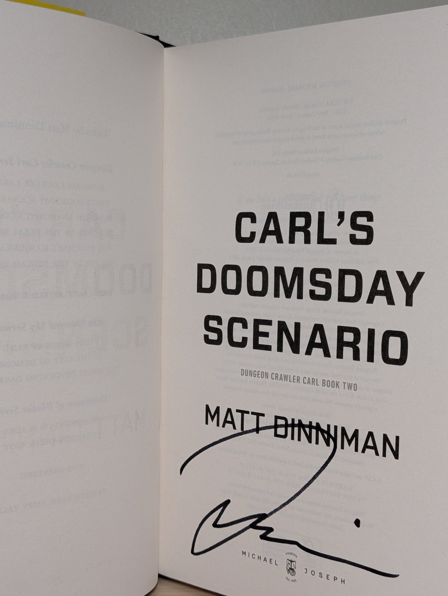 Carl's Doomsday Scenario: Dungeon Crawler Carl Book 2 by Matt Dinniman (Signed) - Fialta Books
