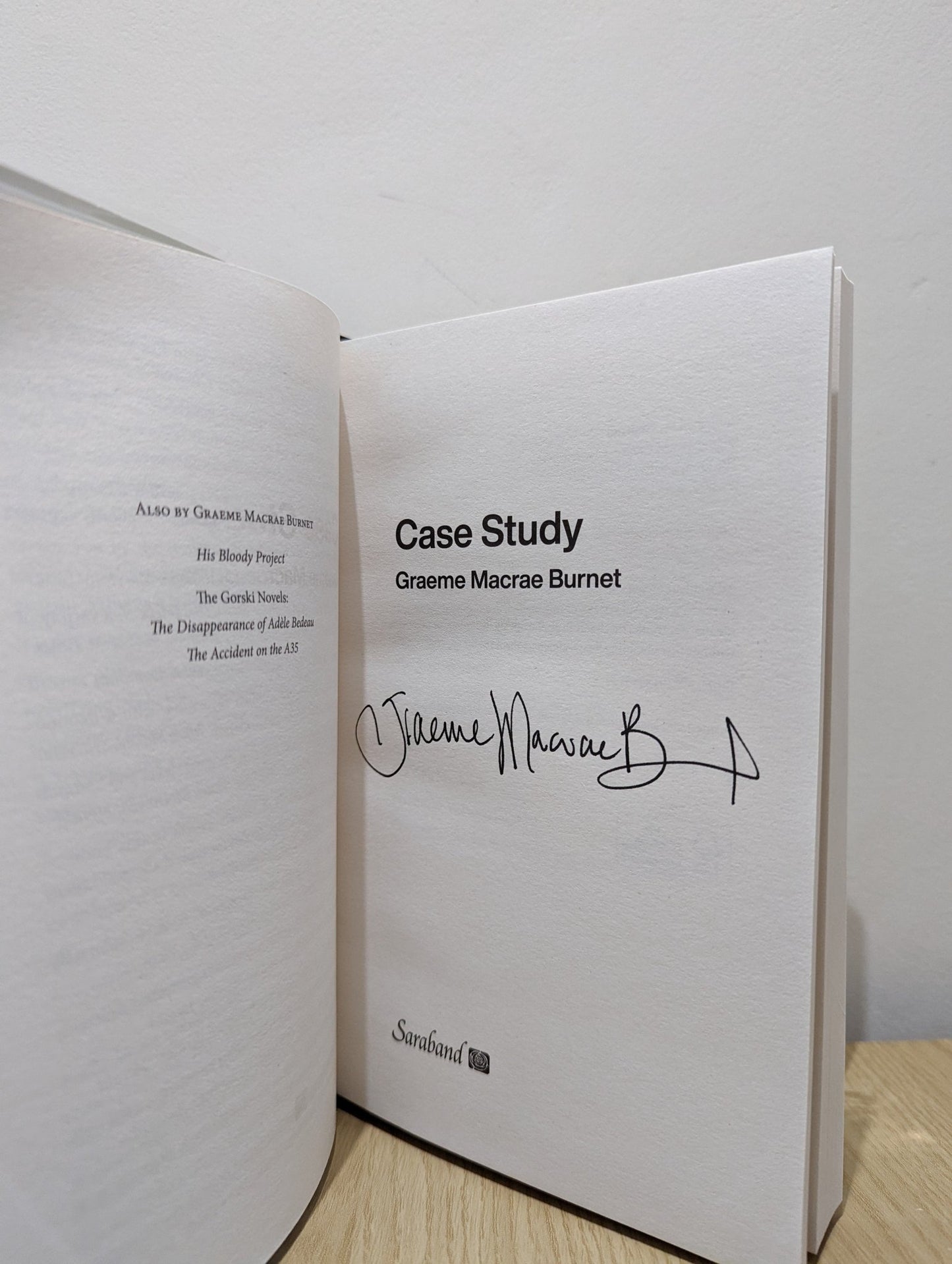 Case Study by Graeme Macrae Burnet (Signed First Edition black board) - Fialta Books
