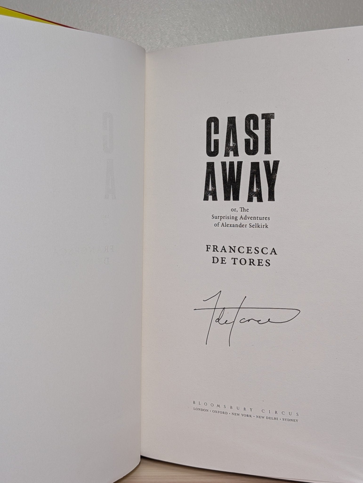 Cast Away by Francesca De Tores (Signed First Edition) - Fialta Books