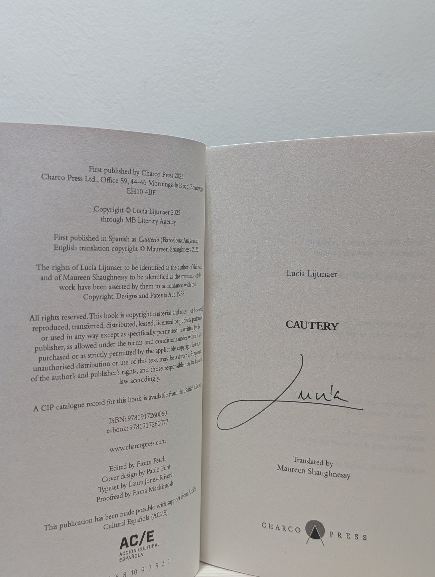 Cautery by Lucia Lijtmaer (Signed First Edition) - Fialta Books