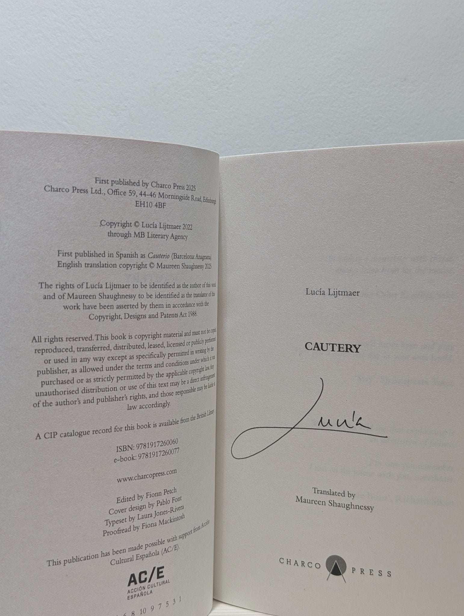 Cautery by Lucia Lijtmaer (Signed First Edition) - Fialta Books