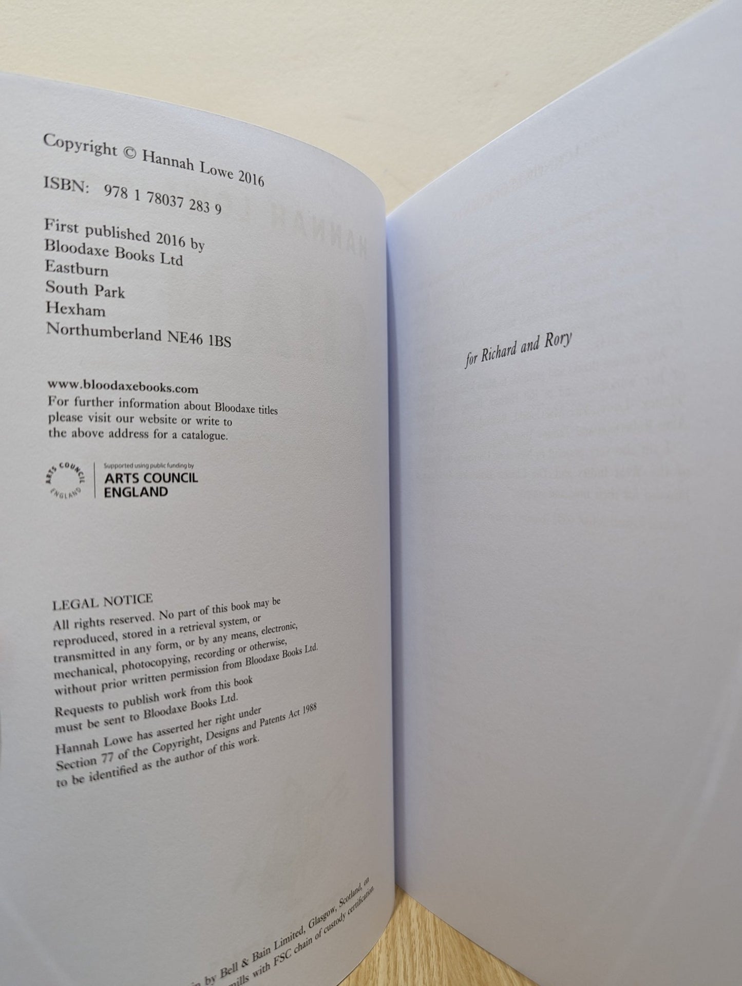 Chan by Hannah Lowe (Signed First Edition) - Fialta Books