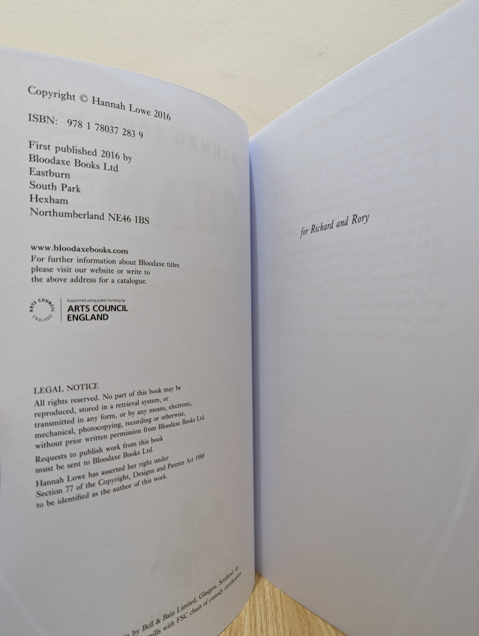 Chan by Hannah Lowe (Signed First Edition) - Fialta Books