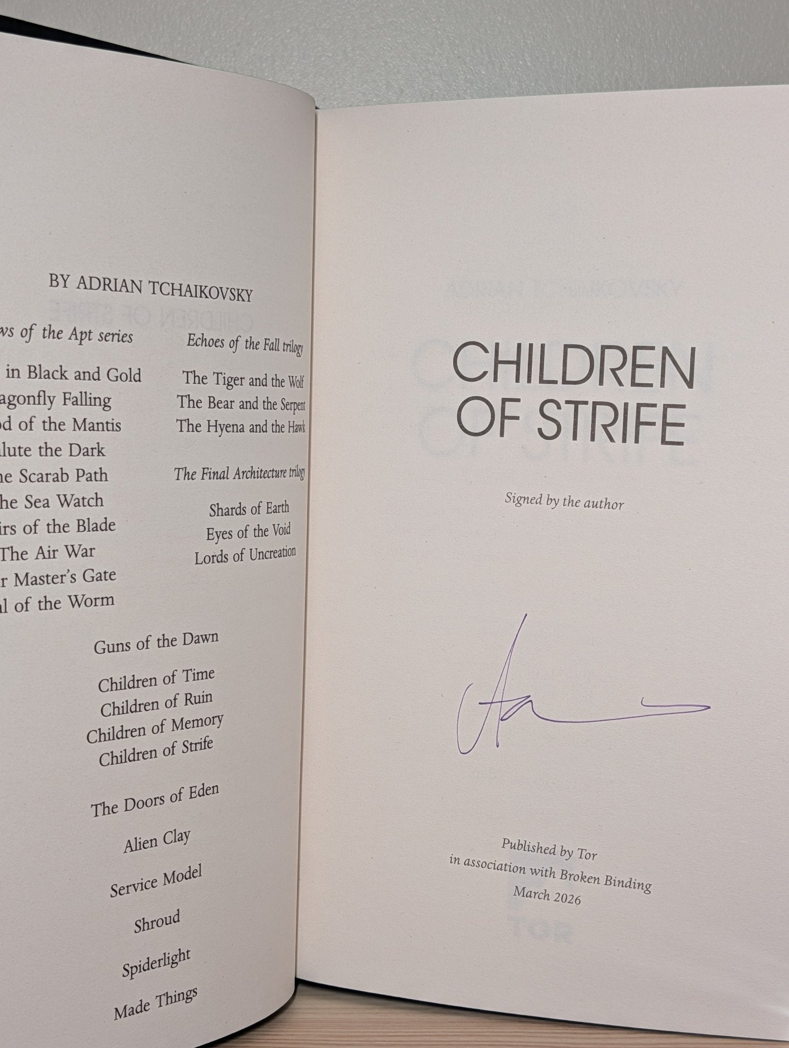 Children of Strife by Adrian Tchaikovsky (Signed First Edition with sprayed edges) - Fialta Books