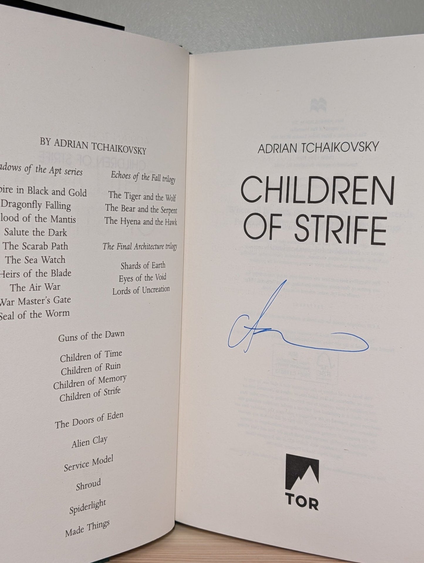 Children of Strife by Adrian Tchaikovsky (Signed to Title Page) - Fialta Books
