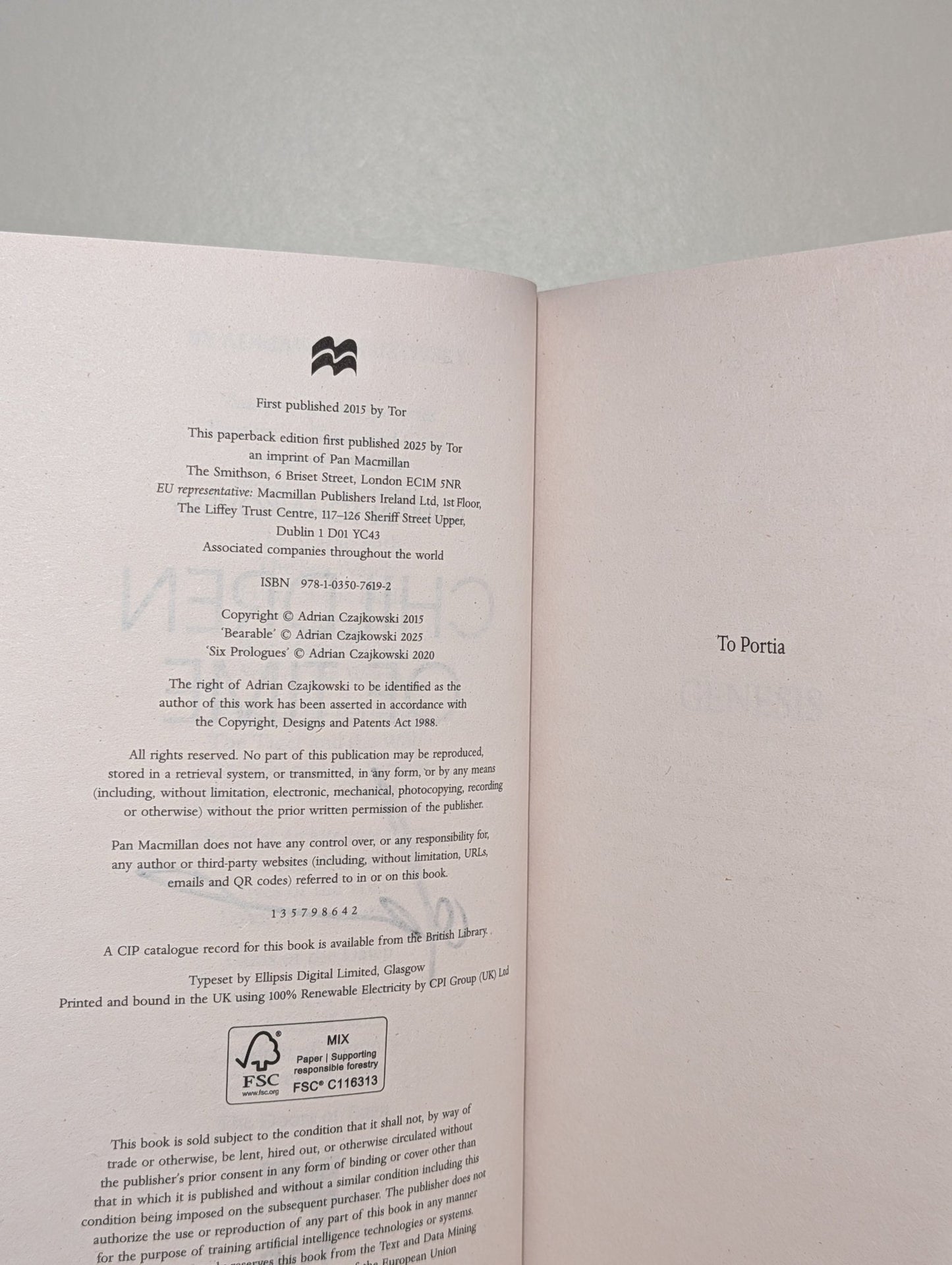 Children of Time by Adrian Tchaikovsky (Signed 10th Anniversary Edition) - Fialta Books