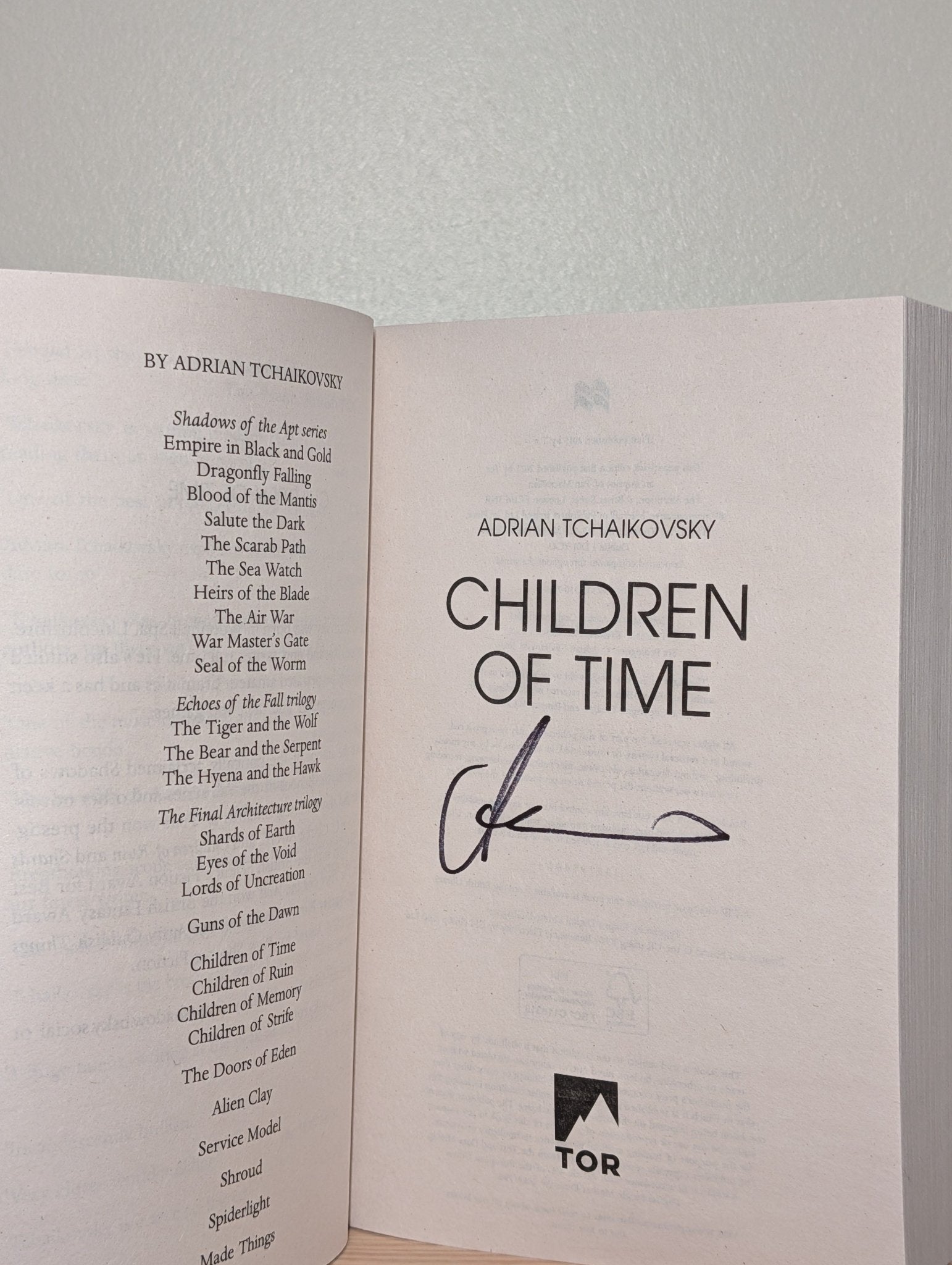 Children of Time; Children of Ruin; Children of Memory by Adrian Tchaikovsky (Signed Set) - Fialta Books