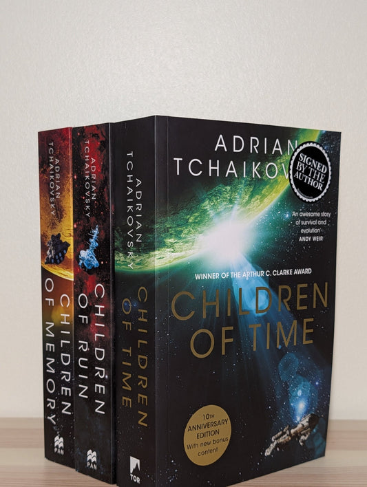 Children of Time; Children of Ruin; Children of Memory by Adrian Tchaikovsky (Signed Set) - Fialta Books