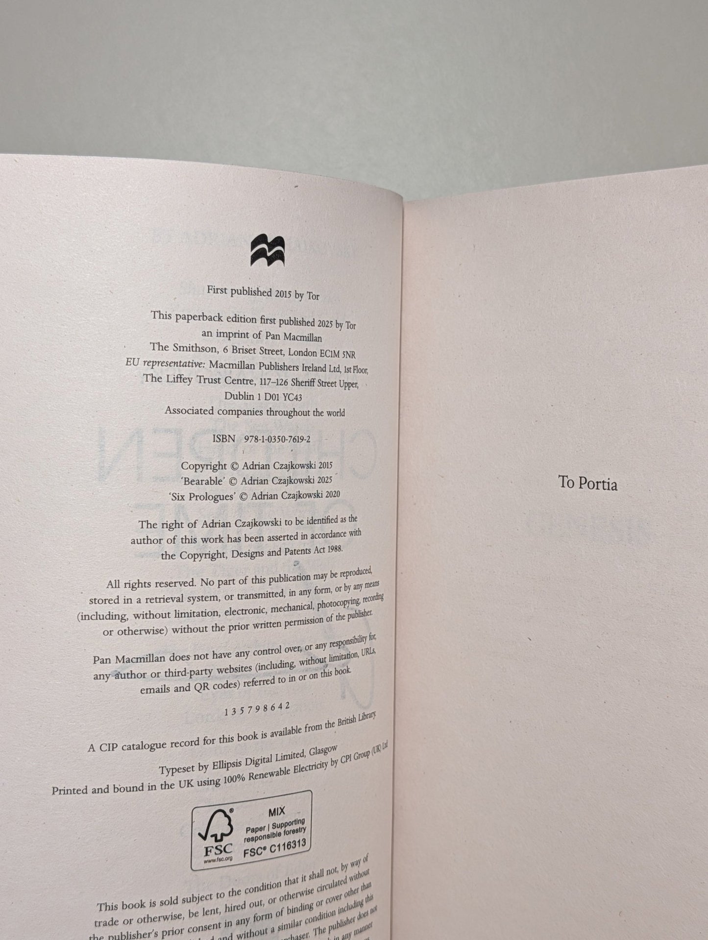 Children of Time; Children of Ruin; Children of Memory by Adrian Tchaikovsky (Signed Set) - Fialta Books
