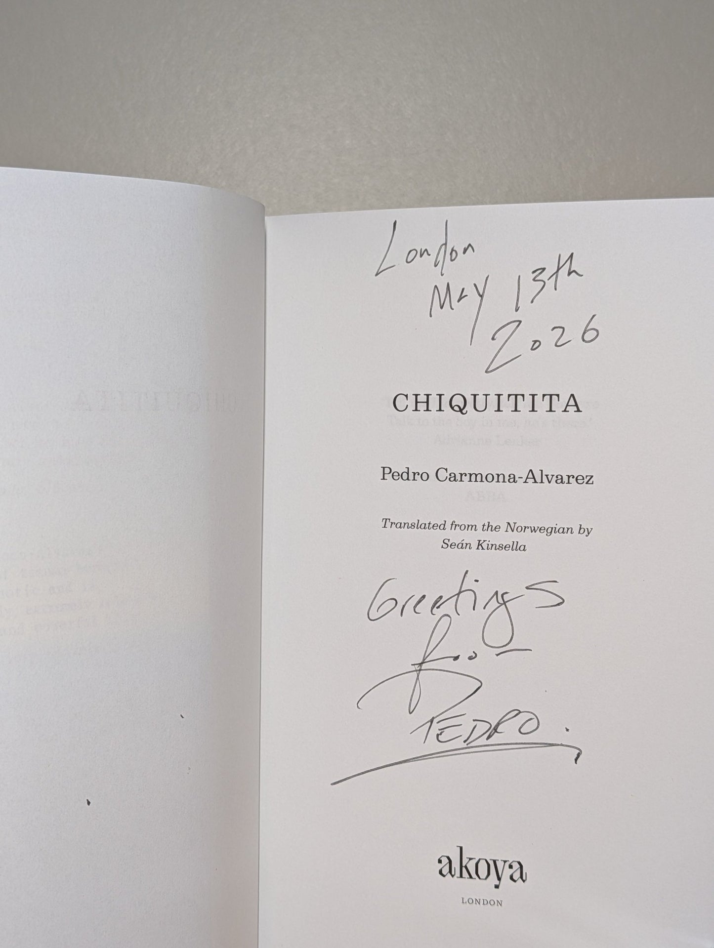Chiquitita by Pedro Carmona - Alvarez (Signed Dated First Edition) - Fialta Books