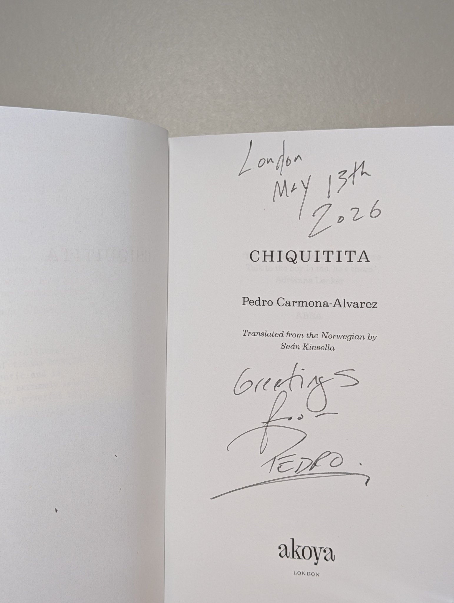 Chiquitita by Pedro Carmona - Alvarez (Signed Dated First Edition) - Fialta Books