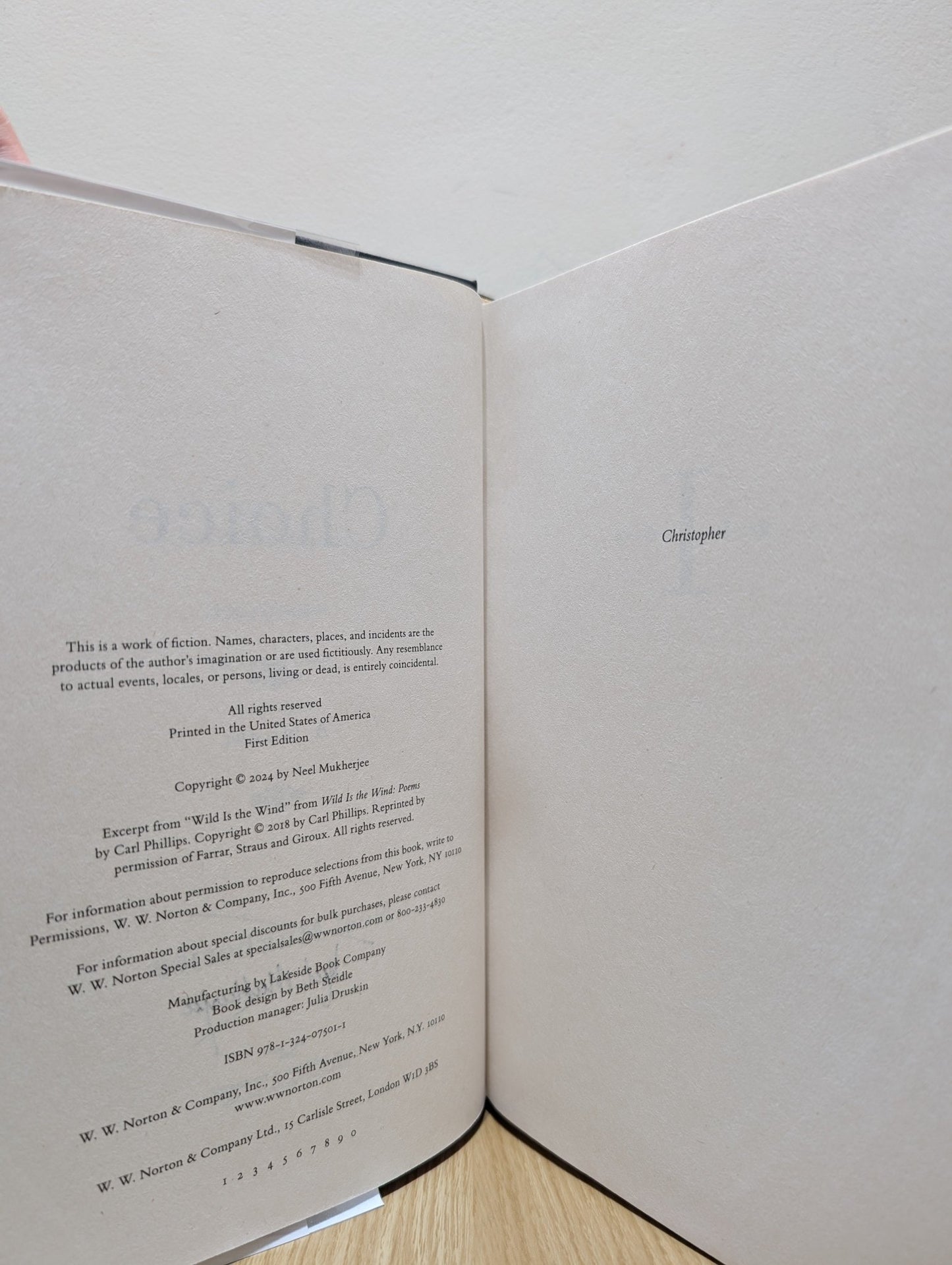 Choice: A Novel by Neel Mukherjee (Signed First Edition) - Fialta Books