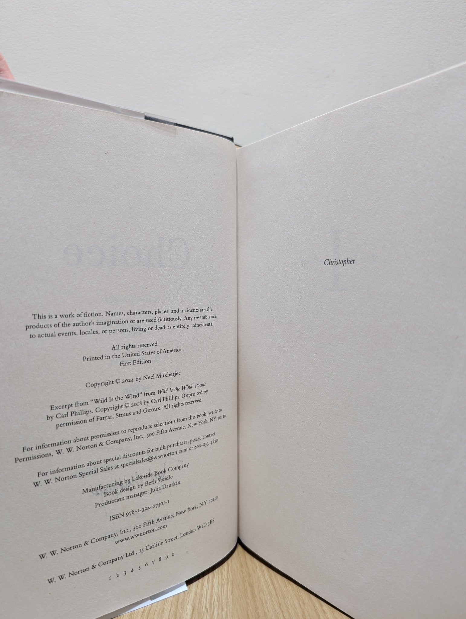 Choice: A Novel by Neel Mukherjee (Signed First Edition) - Fialta Books