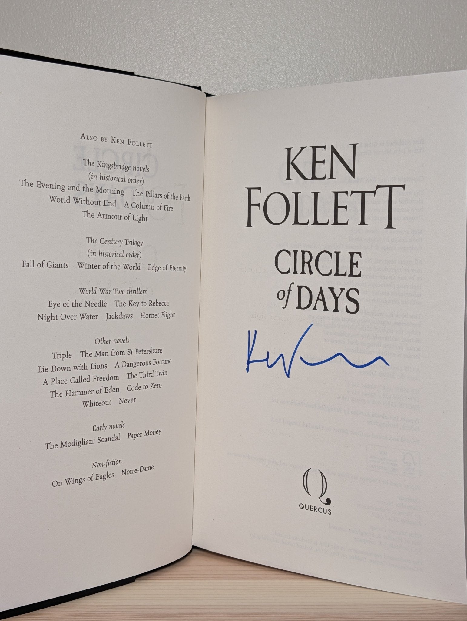 Circle of Days by Ken Follett (Signed First Edition) - Fialta Books