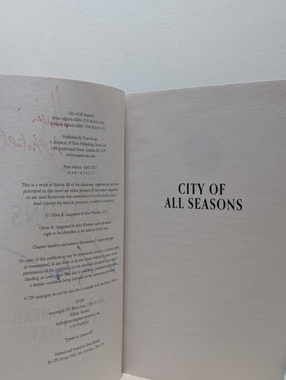 City of All Seasons by Oliver K. Langmead (Signed First Edition) - Fialta Books