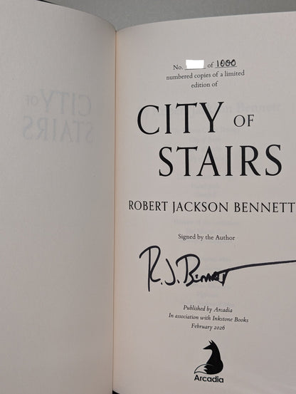 City of Stairs by Robert Jackson Bennett (Signed Numbered with sprayed edges) - Fialta Books