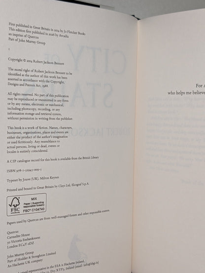 City of Stairs by Robert Jackson Bennett (Signed Numbered with sprayed edges) - Fialta Books